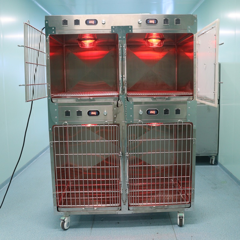 Four Infrared Heating Pet Oxygen Cage for Vet Hospital Care