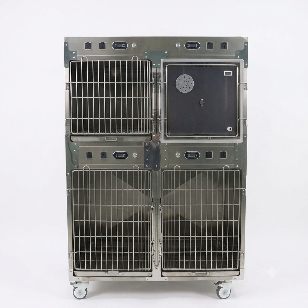Four Infrared Heating Pet Oxygen Cage for Vet Hospital Care