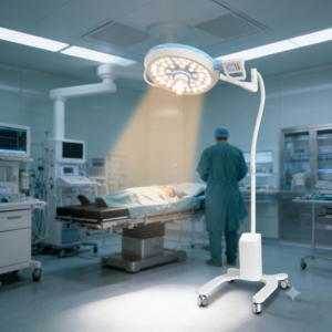 Mobile LED surgical shadowless lamp with U-shaped stand and 48 Osram LEDs