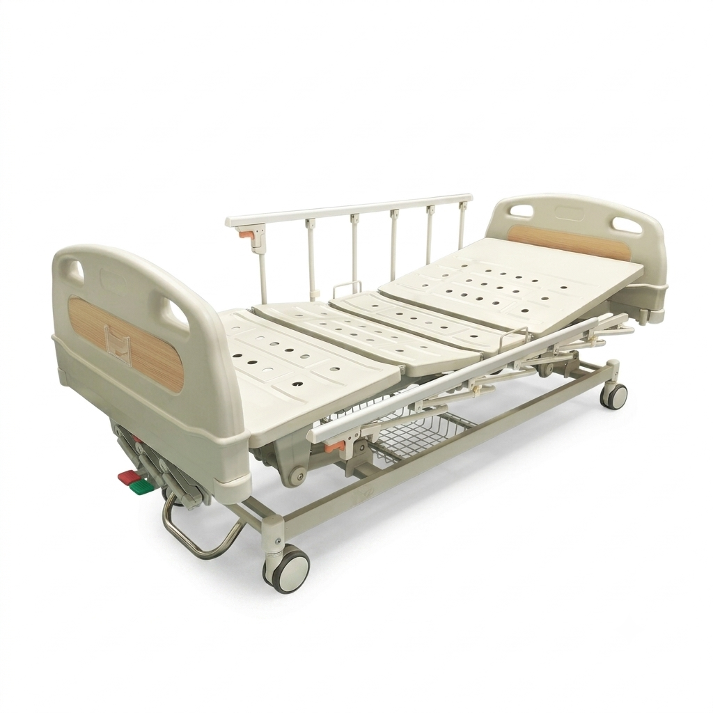Manual three-rocker medical care bed with adjustable height, suitable for hospital and home use