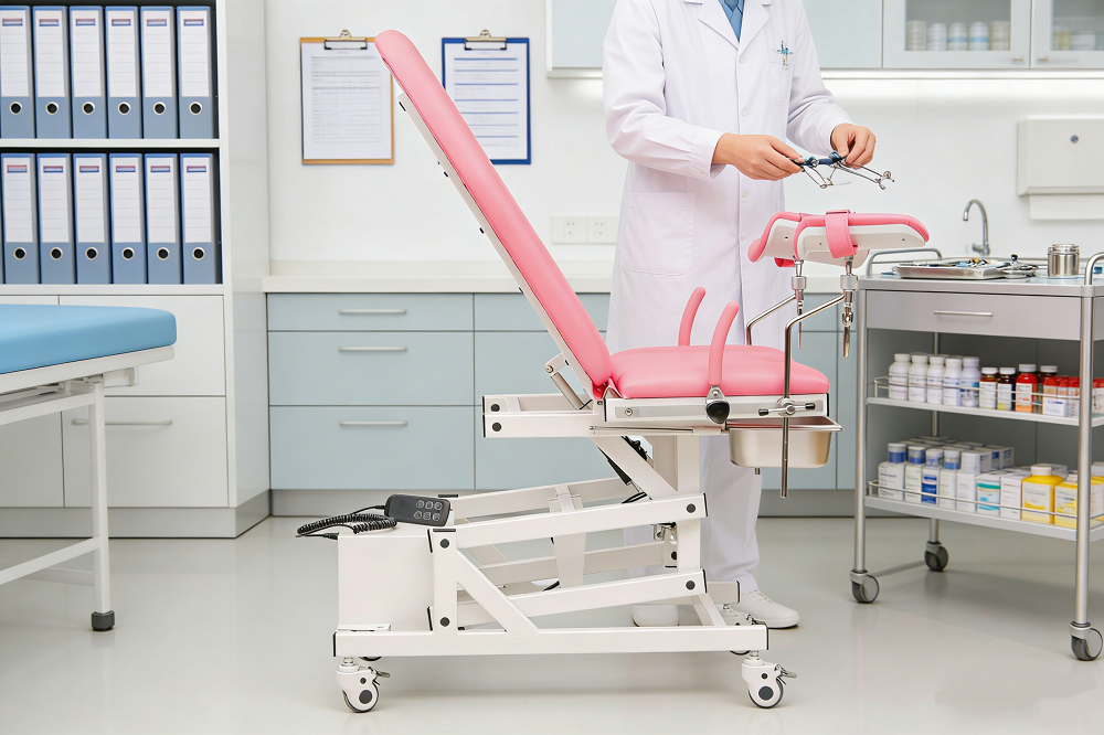 Examination Bed with Backup Battery Obstetric Bed with Extension Table
