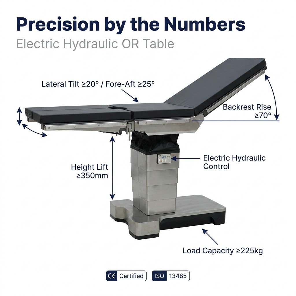 Dual Control Operating Table 304 Stainless Steel OT Table