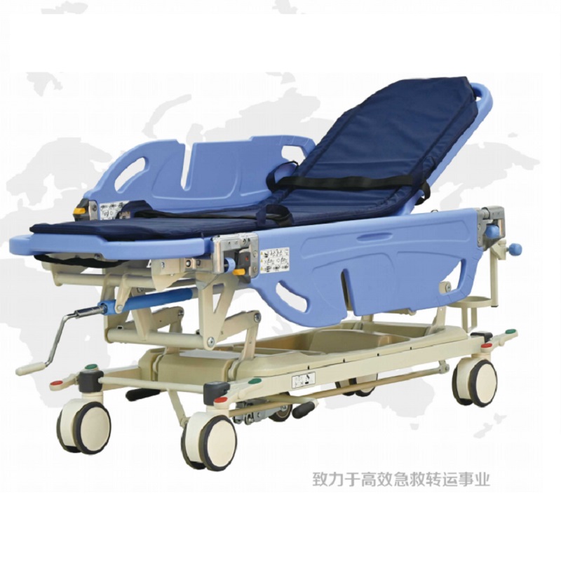 B2 Luxury Patient Transfer Stretcher Trolley with Rotatable Guardrails, Central Lock Casters & 5th Steering Wheel for Hospital Emergency Transport