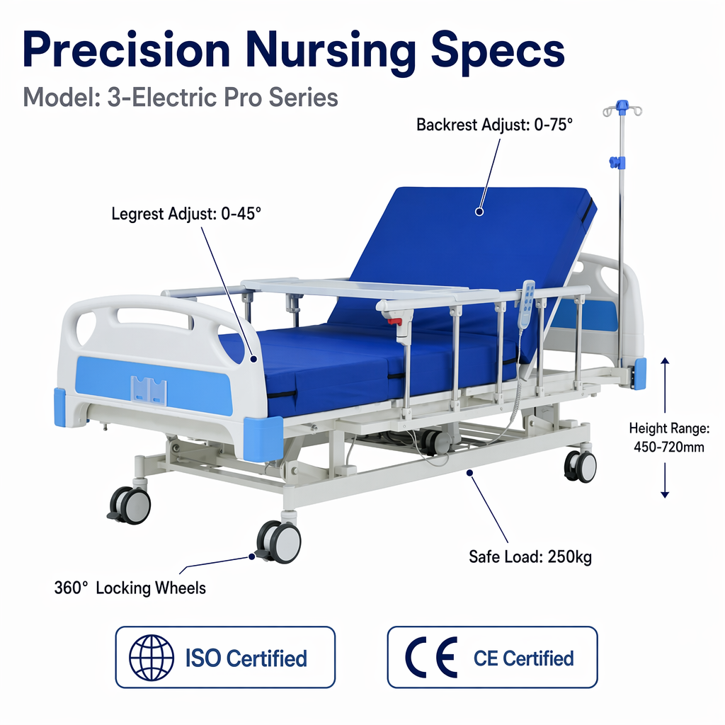 Electric medical patient bed. Electric nursing bed wholesale