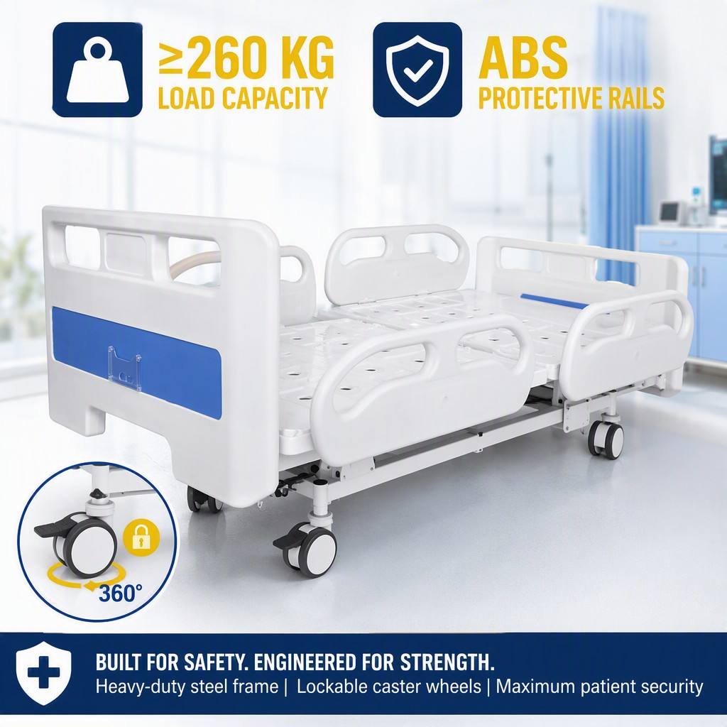 Central locking electric medical bed wholesale 3 function ICU bed supplier