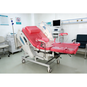 Obstetric table with gas spring footrest